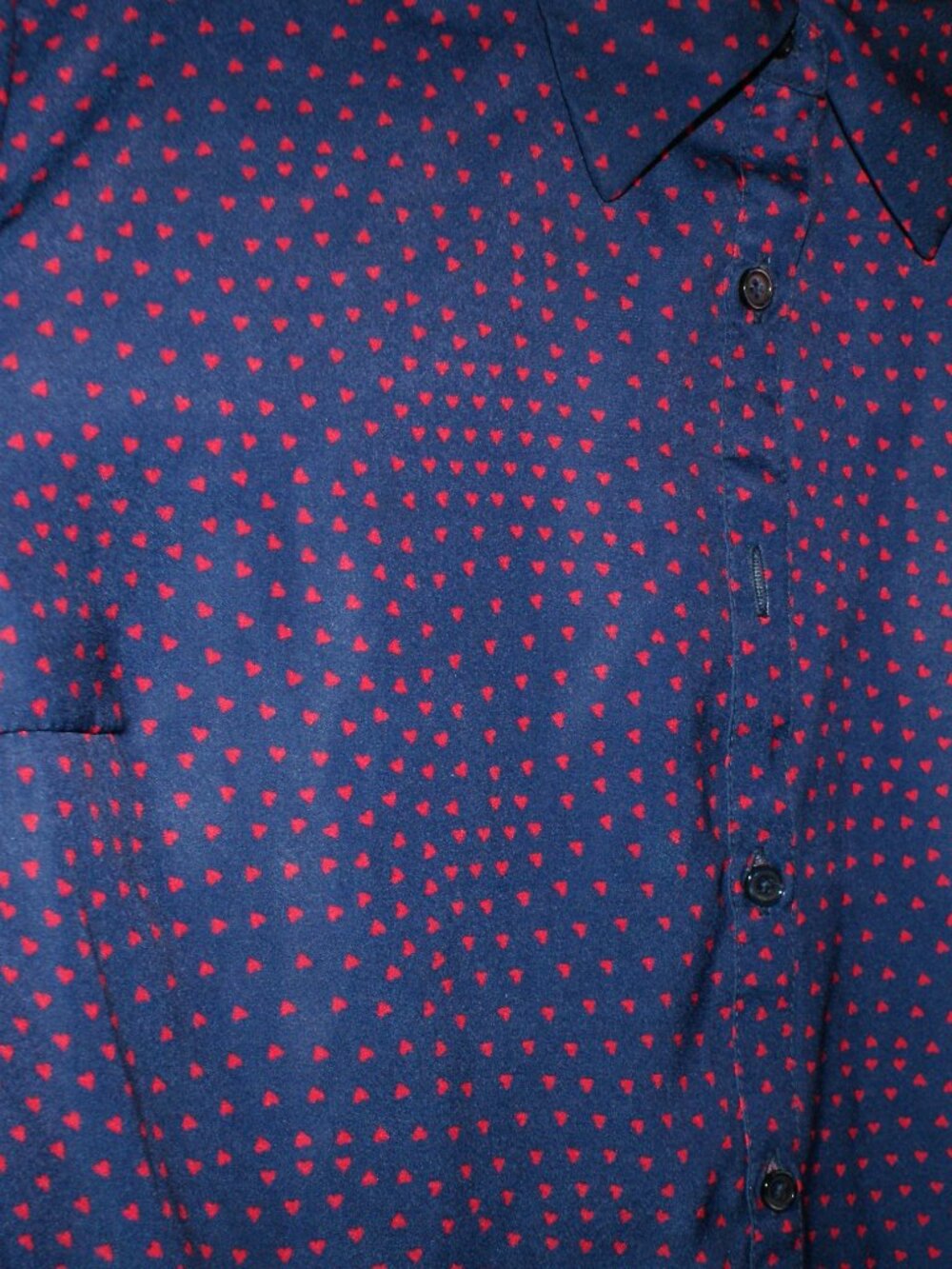 ModCloth blue blouse with small Red Hearts - XL - Picture 6 of 12